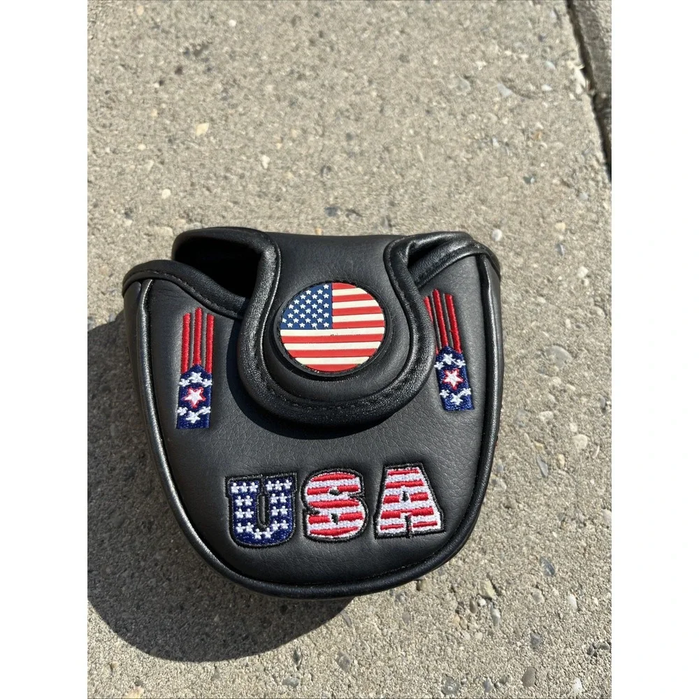 USA Mallet Putter Cover – Patriotic American Flag Magnetic Golf Headcover Blanc